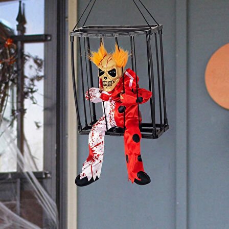 Hareketli Sesli Sensörlü Mahkum Joker İskelet Dekorasyon 22x27 cm 