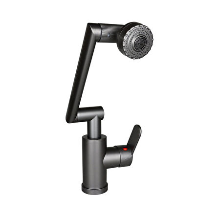 GRİ - 1080 DERECE DÖNEBİLEN ÇOK FONKSİYONLU MUSLUK BATARYA KTX-3308 