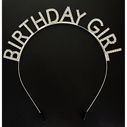 Gümüş Kristal Taşlı Birthday Girl Doğum Günü Tacı İthal Ürün A Kalite 17x16 cm 