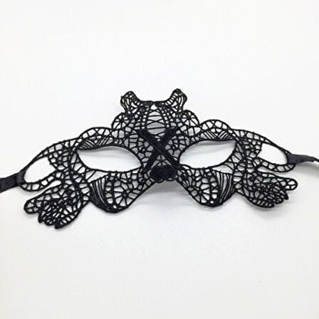 Siyah Renk Dantel İşlemeli Parti Maskesi Model 2 
