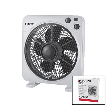 12 İNÇ  KUTU FAN  VANTİLATÖR  3 KADEME HIZ   5 PLASTİK KANAT  40W   60DK.ZAMAN AYARLI  MTR-F620 