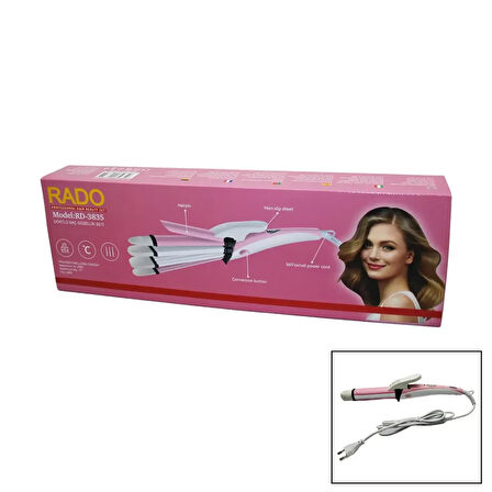 Rado RD-3835 Şekillendirici Saç Güzellik Seti - 4&amp;apos;lü, 60W 