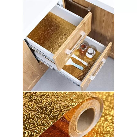 2 Metre Kendinden Yapışkanlı Silinebilir Mutfak Tezgah Üstü Sticker Folyo Gold Renk 