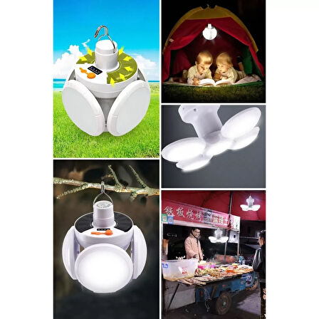 Solar Güneş Enerji Ve Usb Sarjlı 5 Kanatlı Led Lamba 