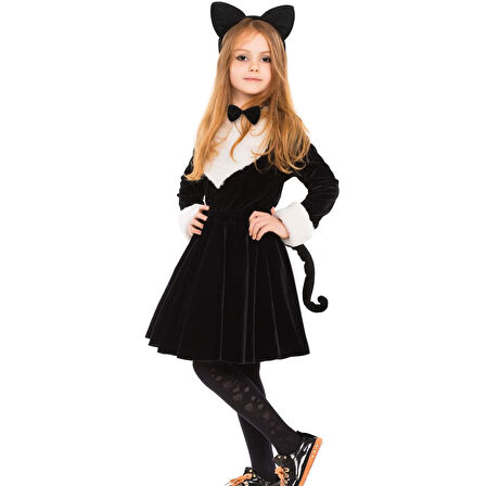 Kedi Kostüm Taç Kuyruk Papyon Seti 1 Adet 