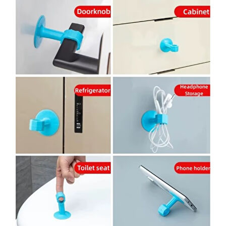 Vantuzlu Geçmeli Kapı Kolu Stoper 4lü Set Beyaz 