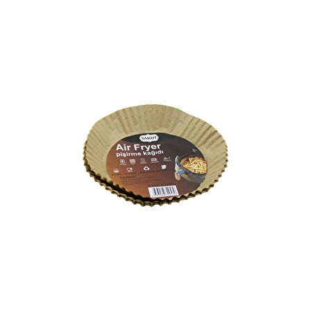 25PCS KÜÇÜK=TABAN 16CM-AĞIZ:22CM TABAK MODEL YUVARLAK AİR FRYER PİŞİRME KALIP KAĞIT 200 DERECEDAYANIKLI 