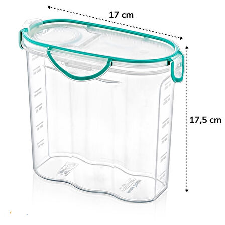Kilitli Kapaklı Contalı Hava,Su Sıvı Geçirmez 1,7 Litre Erzak Saklama Kabı-SA585 