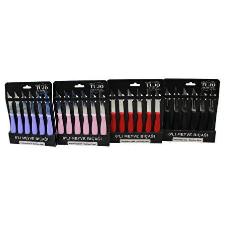 6 PARÇA  MEYVE BIÇAK RENKLİ PLASTİK SAPLI 