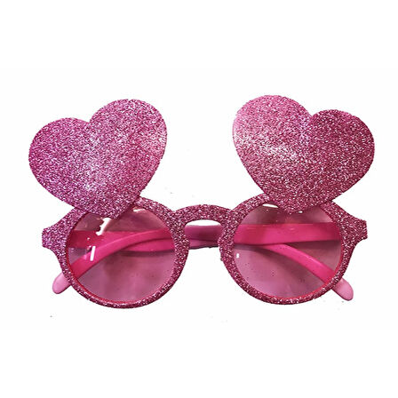 Pembe Renk Sim İşlenmiş Kalp Figürlü Yılbaşı Parti Gözlüğü 