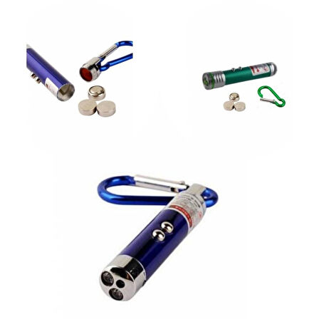 3 Fonksiyonlu Kırmızı Beyaz Işıklı Led Lazer Kedi Köpek Oyuncak Anahtarlık 