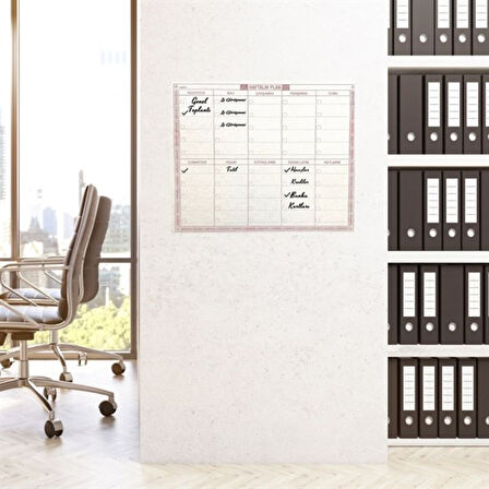 Şeffaf Kendiliğinden Yapışkanlı Kalemli Haftalık Planlayıcı 40cm-50cm 