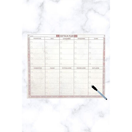 Şeffaf Kendiliğinden Yapışkanlı Kalemli Haftalık Planlayıcı 40cm-50cm 