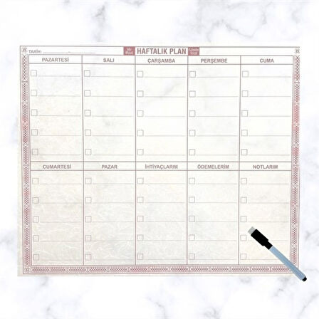 Şeffaf Kendiliğinden Yapışkanlı Kalemli Haftalık Planlayıcı 40cm-50cm 
