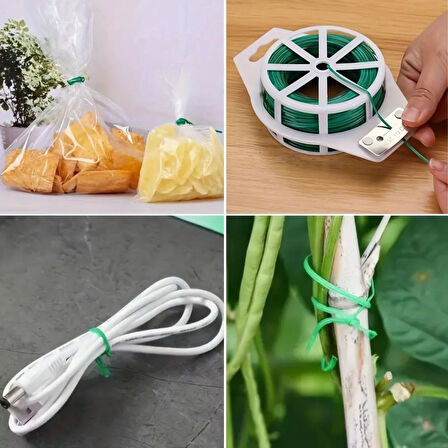 50 Metre Kendiliğinden Kesici Bıçaklı Bitki Saksı Kablo Sabitleme Teli 