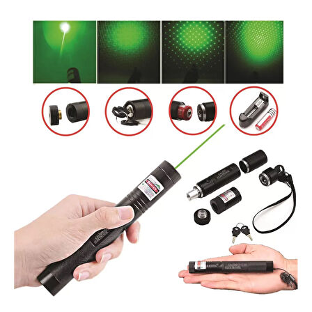 Şarjlı Yeşil Lazer Yakıcı Pointer 15 Km Lazer 1000 Mv 