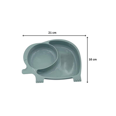 Bebek ve Çocuk için Sevimli Fil Model Desenli Yemek Bebek Mama Kabı Bölmeli Tabak 