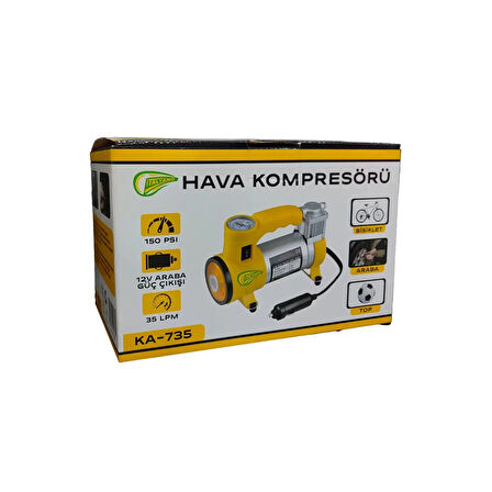 Elektrikli Araba Lastik Şişirme / 150 PSI - 12V / Taşınabilir Metal Hava Kompresörü 