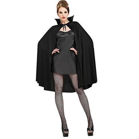 Siyah Renk Yakalı Halloween Pelerini 90 Cm 