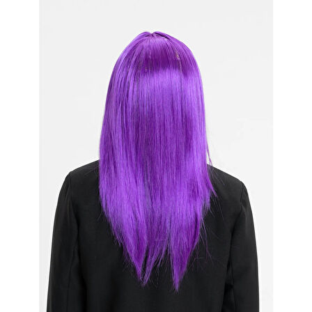Mor Renk Düz Kesim Uzun Parti Peruğu Takma Saç 