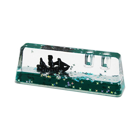 Kalemlikli Yeşil Su -yıldızlı D.gen Mika Yüzen Batmayan Gemi Dekoratif Akvaryum 5x14x2.5-3.5cm 