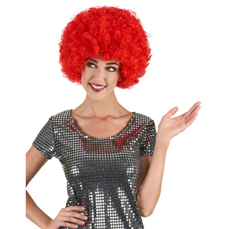 Kırmızı Renk Kıvırcık Afro Bonus Peruk 