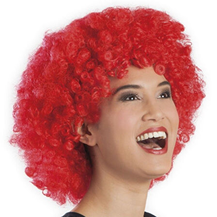 Kırmızı Renk Kıvırcık Afro Bonus Peruk 
