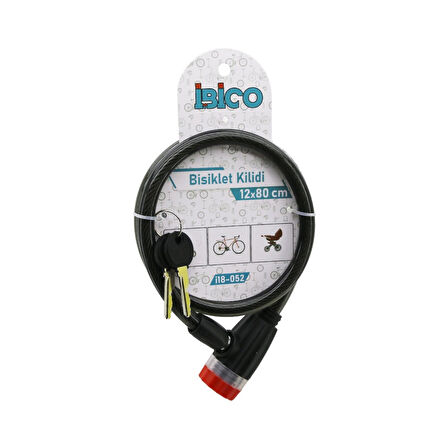 ANAHTARLI ÇEVİRMELİ KİLİT KAPAKLI PLASTİK KAFA BİSİKLET KİLİT ÇELİK TEL SİYAH ŞEFFAF KILIF 12MMX80CM 