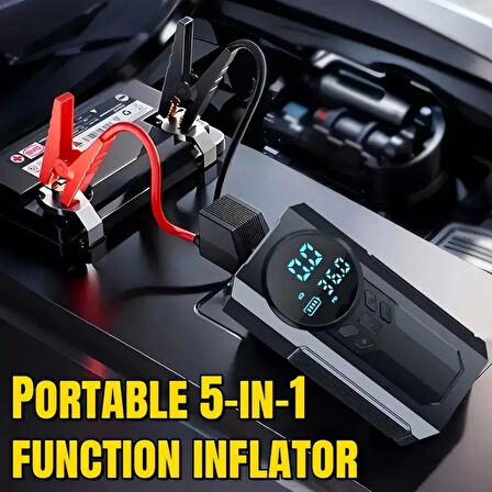 4’ü 1 Arada Lastik Şişirici – Akü Takviyesi – Powerbank – Led Işık 