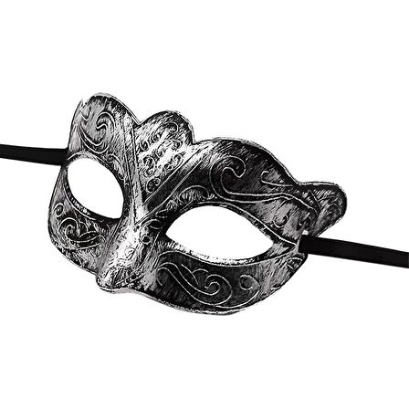 Maskeli Balo Antik Gri Gümüş Eskitilmiş Maske Balo Venedik 