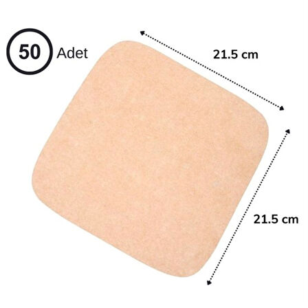 50 Adet Air Fryer Pişirme Kağıdı Tek Kullanımlık Yağ Su Geçirmez Yapışmaz Deliksiz Düz Kare Model 
