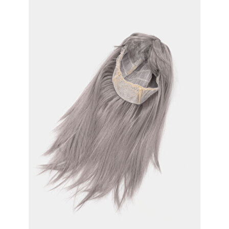 Platin Gri Gümüş Renk Uzun Parti Peruğu Uzun Takma Peruk 