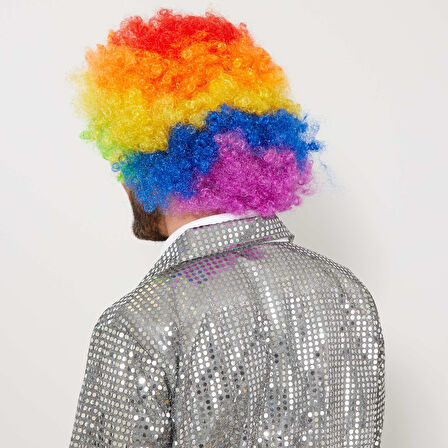 Rengarenk Kıvırcık Afro Bonus Peruk 
