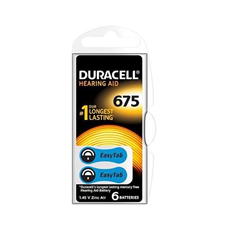 DURACELL - İŞİTME CİHAZI PİLİ 6 ADET REF:675 