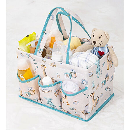 Bebek Kullanımı Kolay Desenli Taşınabilir Bakım Çantası yeşil