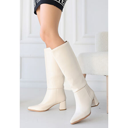 Roksa Ten Cilt Topuklu Çizme - Lisinya