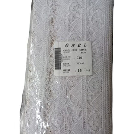 Dantel Polyester Güpür Bant Beyaz 15 Metre En 5 Cm On-740-b