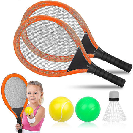 Badminton Seti ve Soft Tenis Topu Turuncu