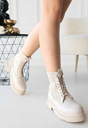 Utag Bej Cilt Bağcıklı Bot - Lisinya