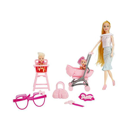 Anlily Pusetli Mama Sandalyeli Bebek Seti Cindy Doll Little Baby - 02456 (Lisinya)