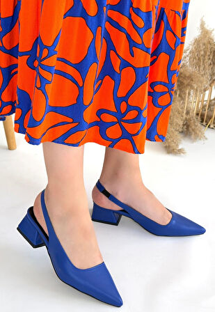 Morji Mavi Cilt Topuklu Ayakkabı - Lisinya