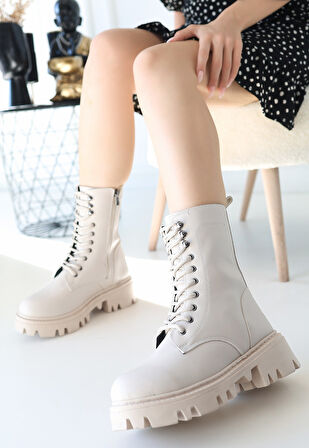 Neole Bej Cilt Bağcıklı Bot - Lisinya