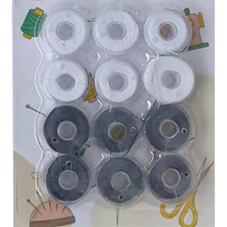 Masura İpli 12'li Plastik Siyah-beyaz