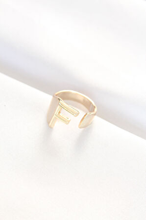 F Harfli Altın Renk Ayarlanabilir Yüzük - Lisinya