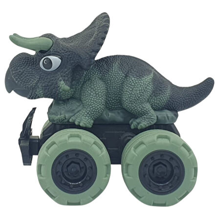 Sürtmeli Dinazor Arabalar 12 cm - H-20 - Triceratops - Yeşil (Lisinya)