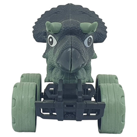 Sürtmeli Dinazor Arabalar 12 cm - H-20 - Triceratops - Yeşil (Lisinya)