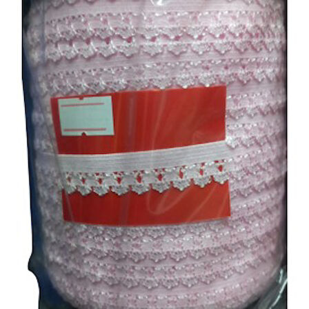Çamaşır Lastiği Dantelli 1 Cm 75 Metre 1 Top Açık Pembe
