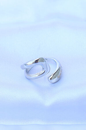 Pirinç Gümüş Renk Ayarlanabilir Yüzük - Lisinya