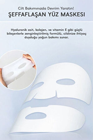 10 Adet Bio Kolajen Şeffaflaşan Yüz Maskesi – Nemlendirici, Gözenek Sıkılaştırıcı, Canlandırıcı