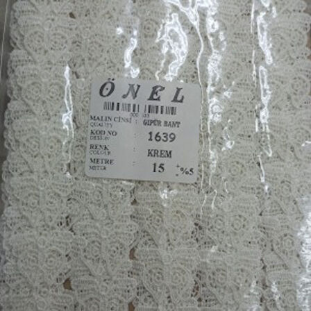 Dantel Polyester Güpür Bant Krem 15 Metre En 6 Cm On-1639-kr